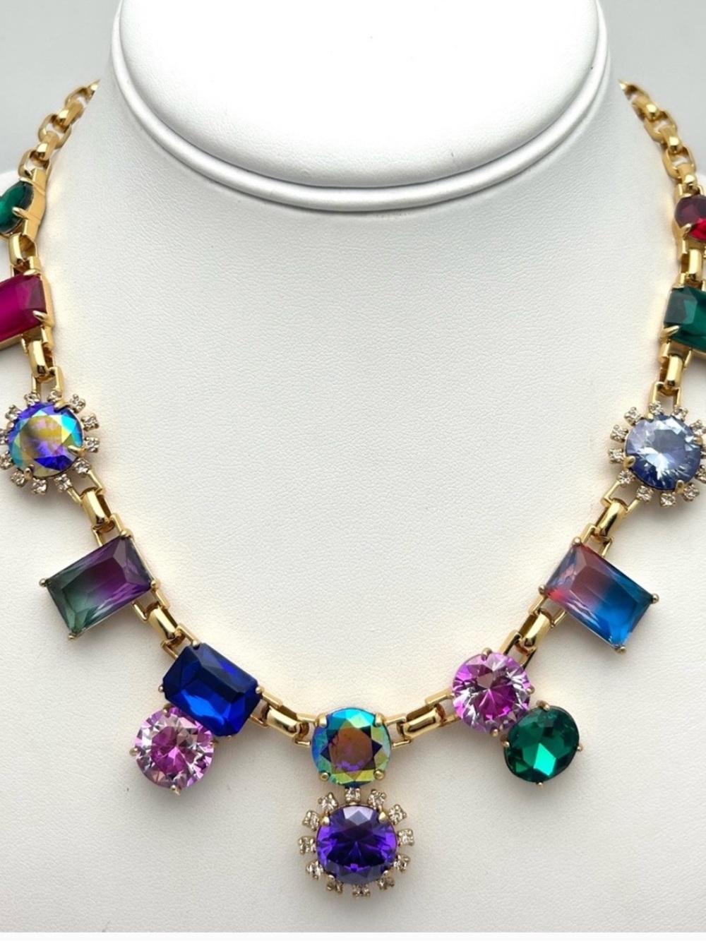 NWOT rare Kate Spade Candy Crush Multicolored Crystal Gold Statement Necklace